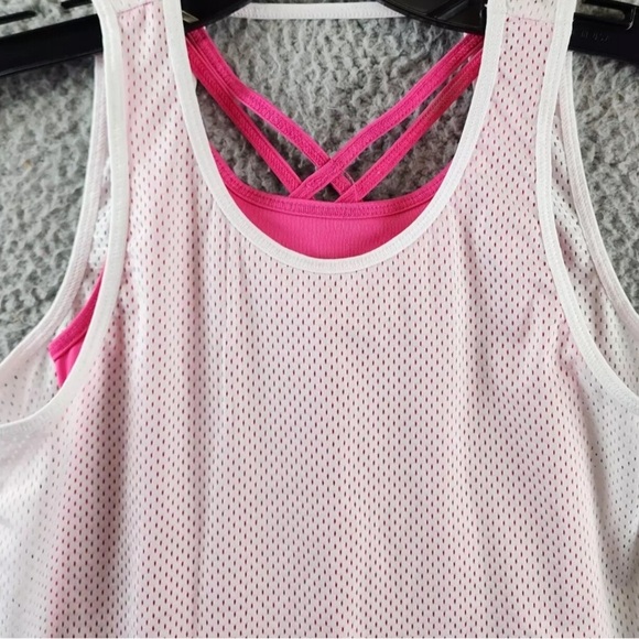 Ideology Mesh 2-in-1 Sleeveless Tank Top Big Girls Bright White Pullover | NEW💗 - Picture 2 of 8